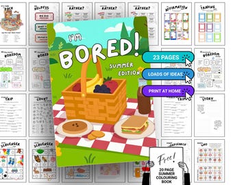 Libro de actividades imprimible para combatir el aburrimiento veraniego para niños de 8 a 12 años / PDF tamaño A4 / Juegos sin pantallas + Libro para colorear de regalo
