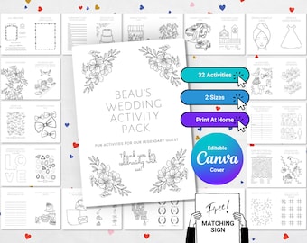 Hojas de actividades imprimibles para niños para bodas, estilo bohemio, entretenimiento para la recepción (descarga digital)