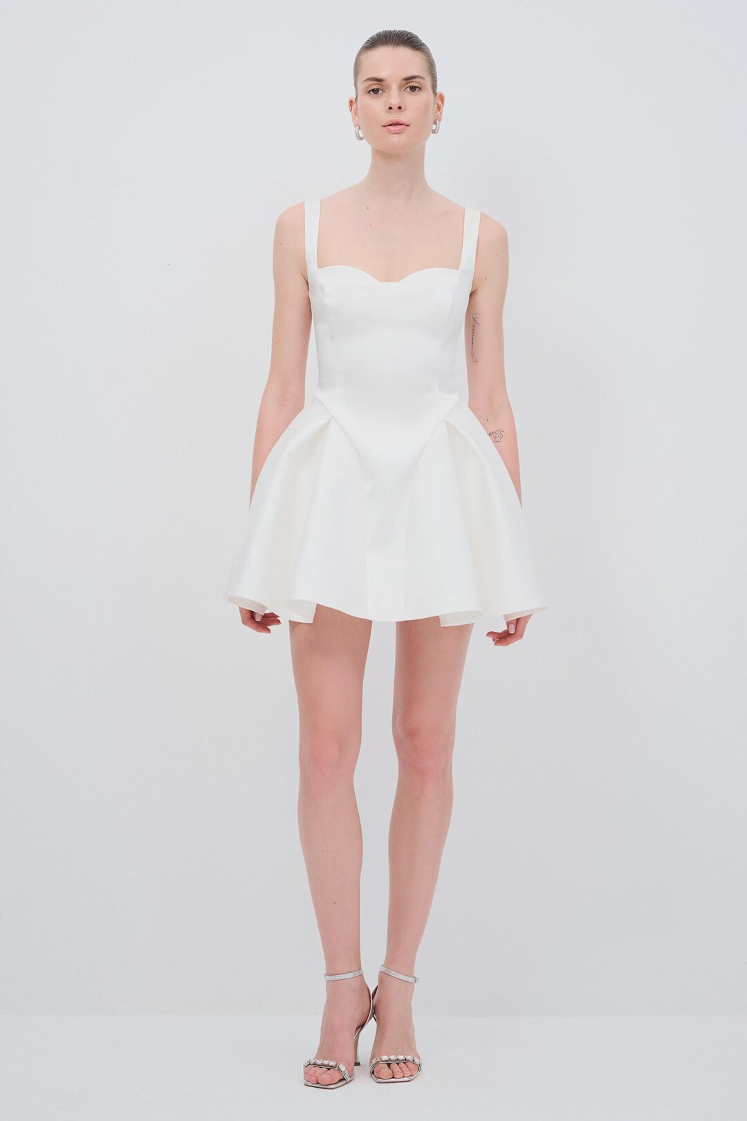 White Mini Wedding Dress Modern Bridal Short A-line Structured ...