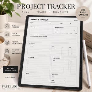 Project Tracker reMarkable Template, One Page Project Planner, Task Tracker, Digital Project Planner