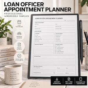 Loan Officer Appointment Planner | reMarkable Template | Mortgage Client Meeting Notes