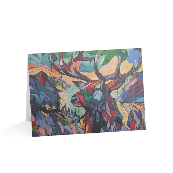 Abstract Elk Art -Original art - Blank Greeting Cards (1, 10, 30, and 50pcs)