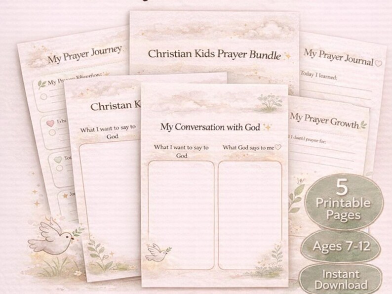 Christian Kids Prayer Journal Bundle, Faith-based Bible Activity ...