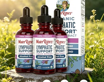 Organic Lymphatic Support Liquid Drops, Alcohol Free Vegan Herbal Extract, Natural Lymph System Cleanse & Immune Health Supplement