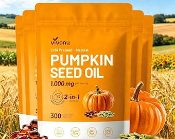Vivonu Pumpkin Seed Oil 1000 mg, Cold Pressed Dual-Function Formula, 300 Soft Capsules, NaturallySupports Prostate and Urinary System Health