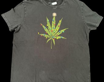 100% cotton Weed Men's Sz XL t-shirt Black  Lucky Brand Casual NWT Vintage appeal