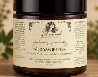 Manteca de ñame silvestre / Bálsamo herbal para el bienestar femenino / Cuidado de la piel botánico de hidratación profunda
