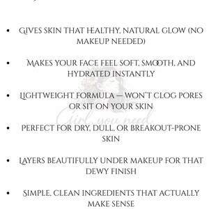 May include: White background with black text that reads "WHY PEOPLE ARE OBSESSED." The text lists benefits such as a healthy glow, soft skin, and lightweight formula. The text also mentions the product is perfect for dry, dull, or breakout-prone skin.
