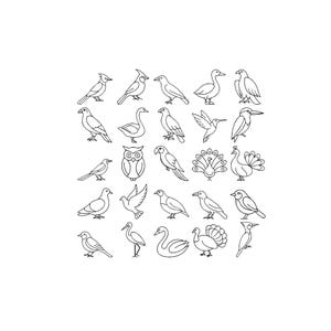 Cute Birds Embroidery, Birds Bundle Machine Embroidery Design, Birds Line Art Embroidery Files, Cardinals, Ducks, Owls, Peacocks, 8 Sizes