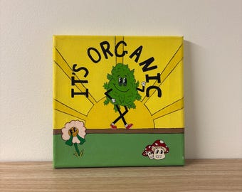 Original Acrylic Painting | 8x8 Framed Canvas Art, Stoner Retro Vibes