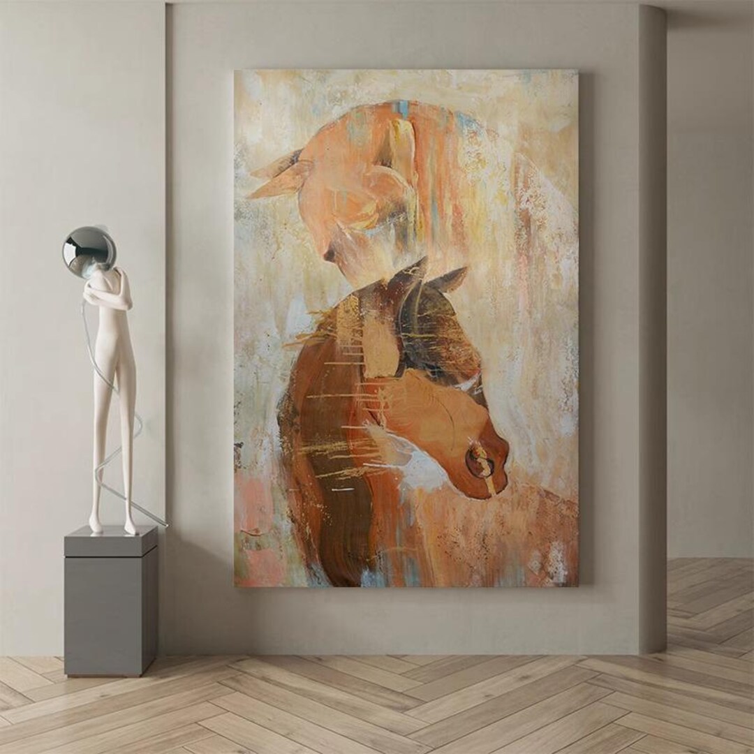 Abstract Horse Painting in Warm Earth Tones, Equine Art Print Modern ...