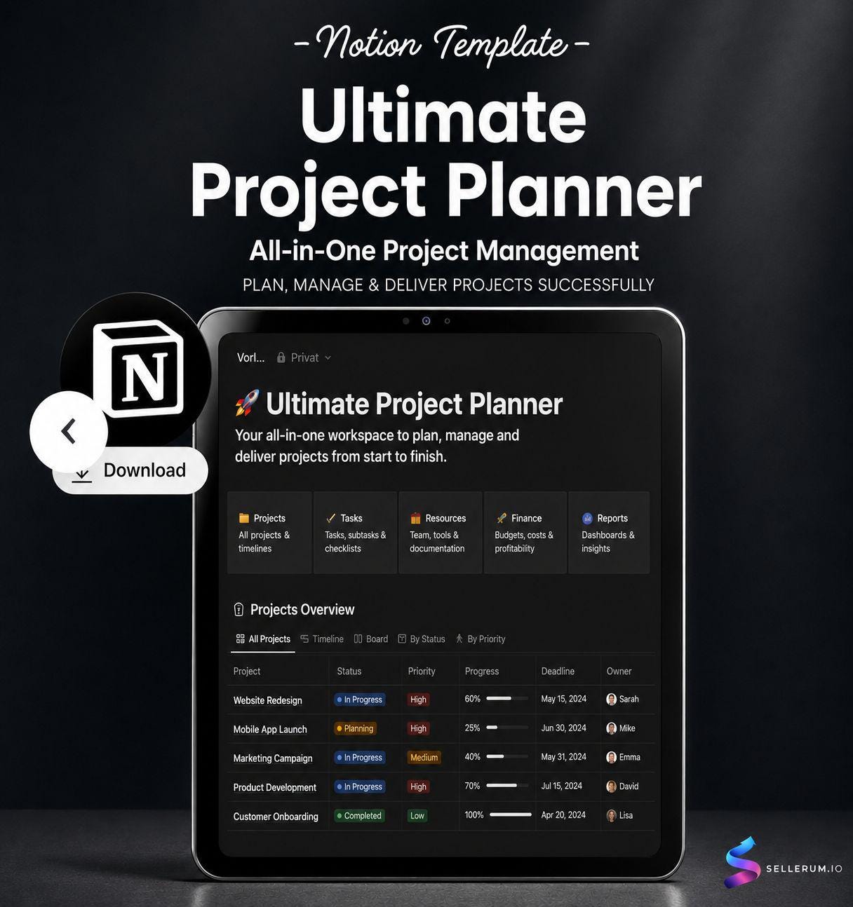 Ultimate Project Planner All-in-One Project Management Notion Template