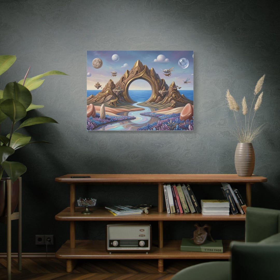 Surreal Fantasy Landscape Wall Art Print Dreamy Portal Mountain Canvas ...