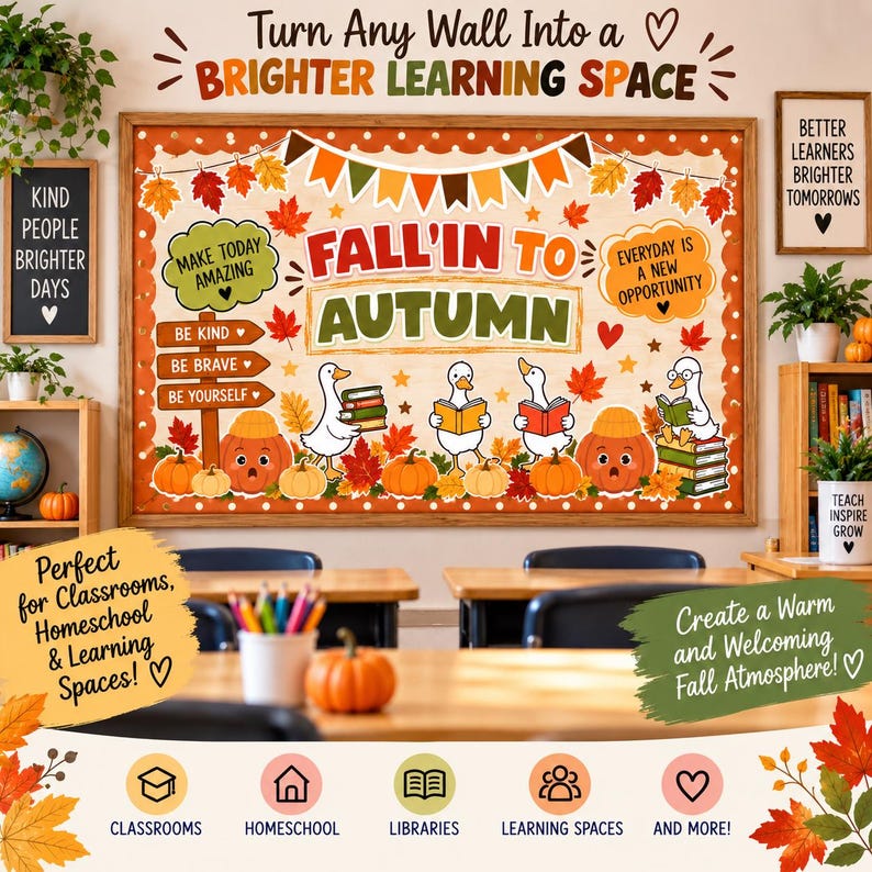 Fall Bulletin Board Kit, Fall Classroom Decor, Autumn Bulletin Board