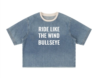 Unisex Vintage Wash Boxy Raw Hem Denim T-Shirt