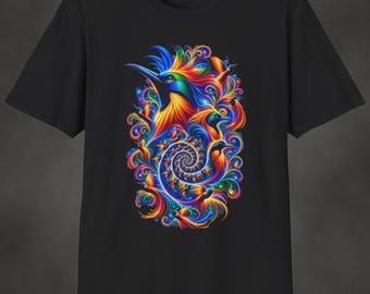 Bird Of Paradise Fractal Art Shirt | Psychedelic Bird Of Paradise Tee | Spiral Nature Art | Gift for Bird Of Paradise Lovers
