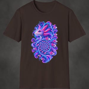 Axolotl Fractal Art Shirt | Psychedelic Axolotl Tee | Spiral Nature Art | Gift for Axolotl Lovers Dark Chocolate