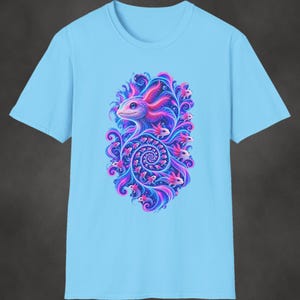 Axolotl Fractal Art Shirt | Psychedelic Axolotl Tee | Spiral Nature Art | Gift for Axolotl Lovers Sky