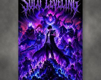 Solo Leveling Sung Jinwoo Poster | Death Metal Anime Manhwa Wandkunst | Arise Shadow Monarch Sung Jinwoo Solo Leveling