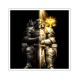 Dark Fantasy The Executioner Sticker | Gothic Decal | DnD Laptop | Medieval Art | Dark Aesthetic | Split-Face