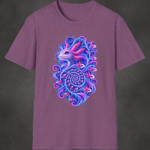 Axolotl Fractal Art Shirt | Psychedelic Axolotl Tee | Spiral Nature Art | Gift for Axolotl Lovers Heather Maroon