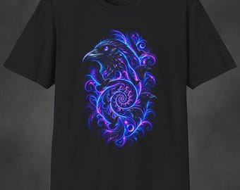 Raven Fractal Art Shirt | Psychedelic Raven Tee | Spiral Nature Art | Gift for Raven Lovers