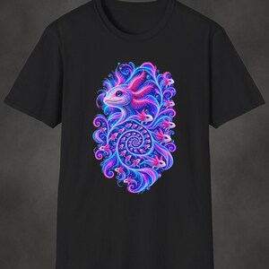 Axolotl Fractal Art Shirt | Psychedelic Axolotl Tee | Spiral Nature Art | Gift for Axolotl Lovers Black