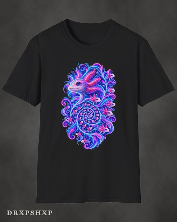 Axolotl Fractal Art Shirt | Psychedelic Axolotl Tee | Spiral Nature Art | Gift for Axolotl Lovers