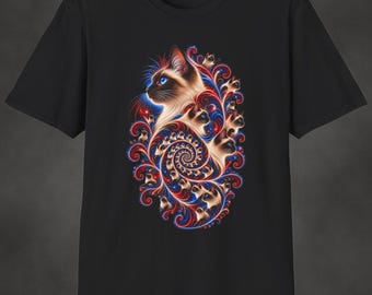 Siamese Cat Fractal Art Shirt | Psychedelic Siamese Cat Tee | Spiral Nature Art | Gift for Siamese Cat Lovers