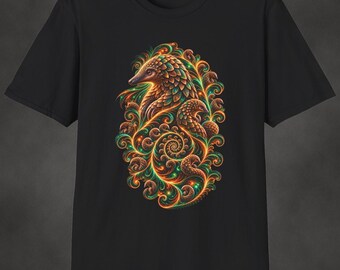 Pangolin Fractal Art Shirt | Psychedelic Pangolin Tee | Spiral Nature Art | Gift for Pangolin Lovers