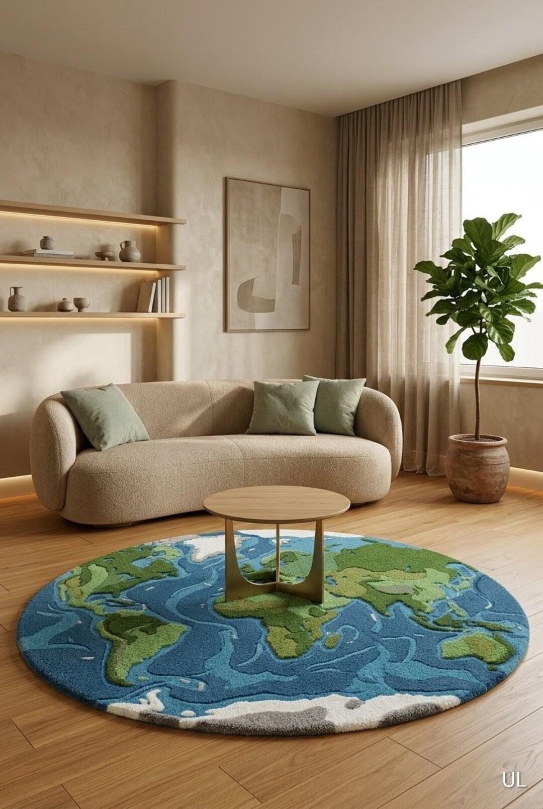 World Map Round Area Rug, Earth Globe Rug, Kids Educational Rug ...
