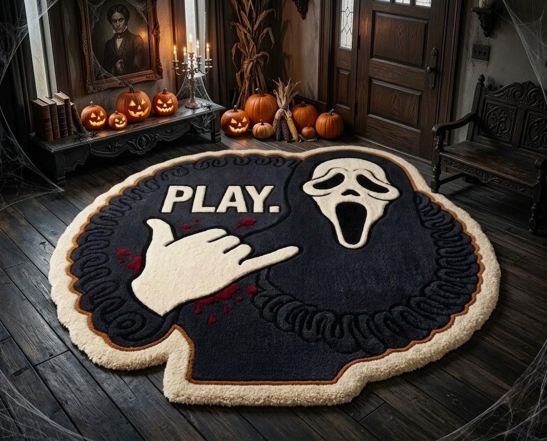 Horror Tuft Rug Hand Tufted Halloween Rug, Spooky Horror Rug, Ghost Face Mask Rug ...