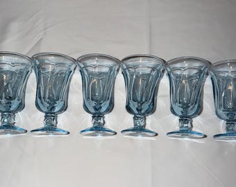 Vintage Jamestown Blue juice glasses by Fostoria