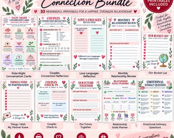 Couples Connection Bundle Printable | Marriage Worksheets & Date Night Activities | Relationship Questions | Couples Therapy Journal PDF