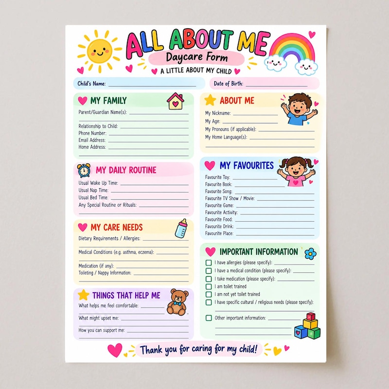 Daycare About Me Template - Etsy Canada