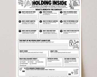 What I’m Holding Inside Worksheet | Therapy Reflection Printable | Unspoken Feelings Journal | Emotional Wellness Activity for Adults PDF