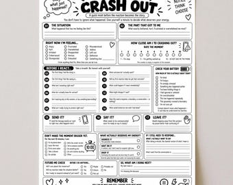 Before You Crash Out Worksheet | Anger & Emotional Regulation Printable | Pause Before You React | Therapy Coping Skills Worksheet PDF