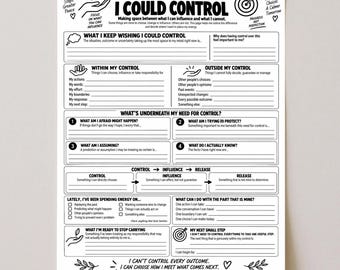 What I Wish I Could Control Worksheet | Therapy Reflection Printable | Circle of Control Activity | Letting Go & Emotional Wellness PDF