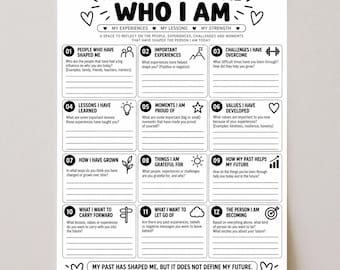 Things That Made Me Who I Am Therapy Worksheet | Identity & Life Reflection Printable | Self Discovery Journal | Counseling Worksheet PDF