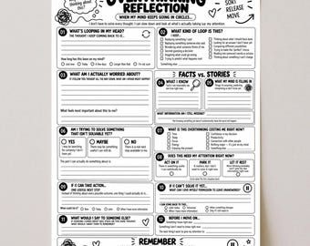Overthinking Reflection Worksheet | Stop Overthinking Printable | Anxiety & Worry Therapy Worksheet | Thought Reflection  Coping Skills PDF