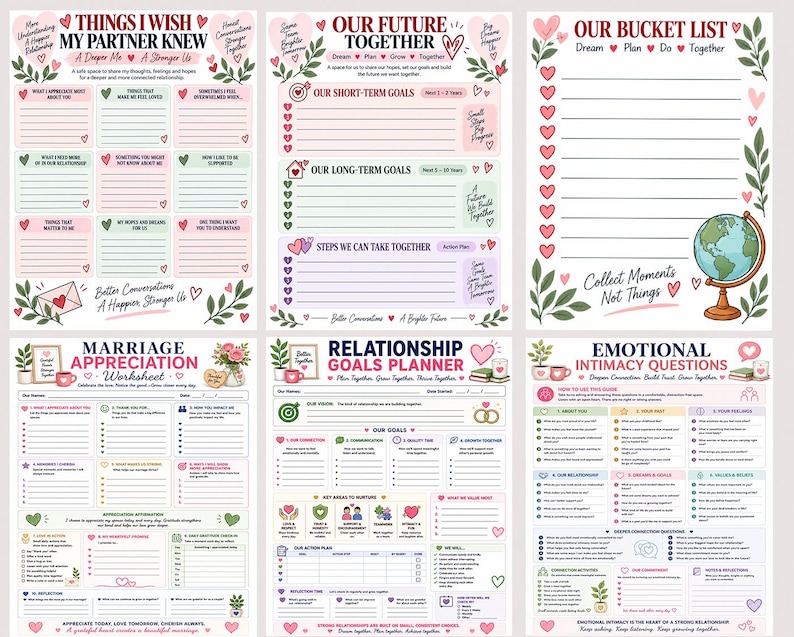 Couples Connection Bundle Printable | Marriage Worksheets & Date Night ...