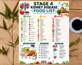 Lista produktów spożywczych dla osób z chorobą nerek w stadium 4 do druku | Tabela diety dla osób z PChN w stadium 4 | Przewodnik po diecie, ograniczeniach i unikaniu produktów przyjaznych nerkom | Lista produktów spożywczych dla osób z chorobą nerek w formacie PDF