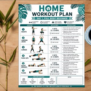 Home Workout Program for Women Printable | 7-Day Split Routine | Strength Training & Toning Plan PDF