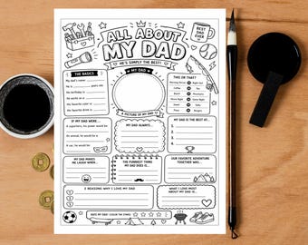 All About My Dad Interview Printable | Father's Day Kids Coloring Page (PDF Download)