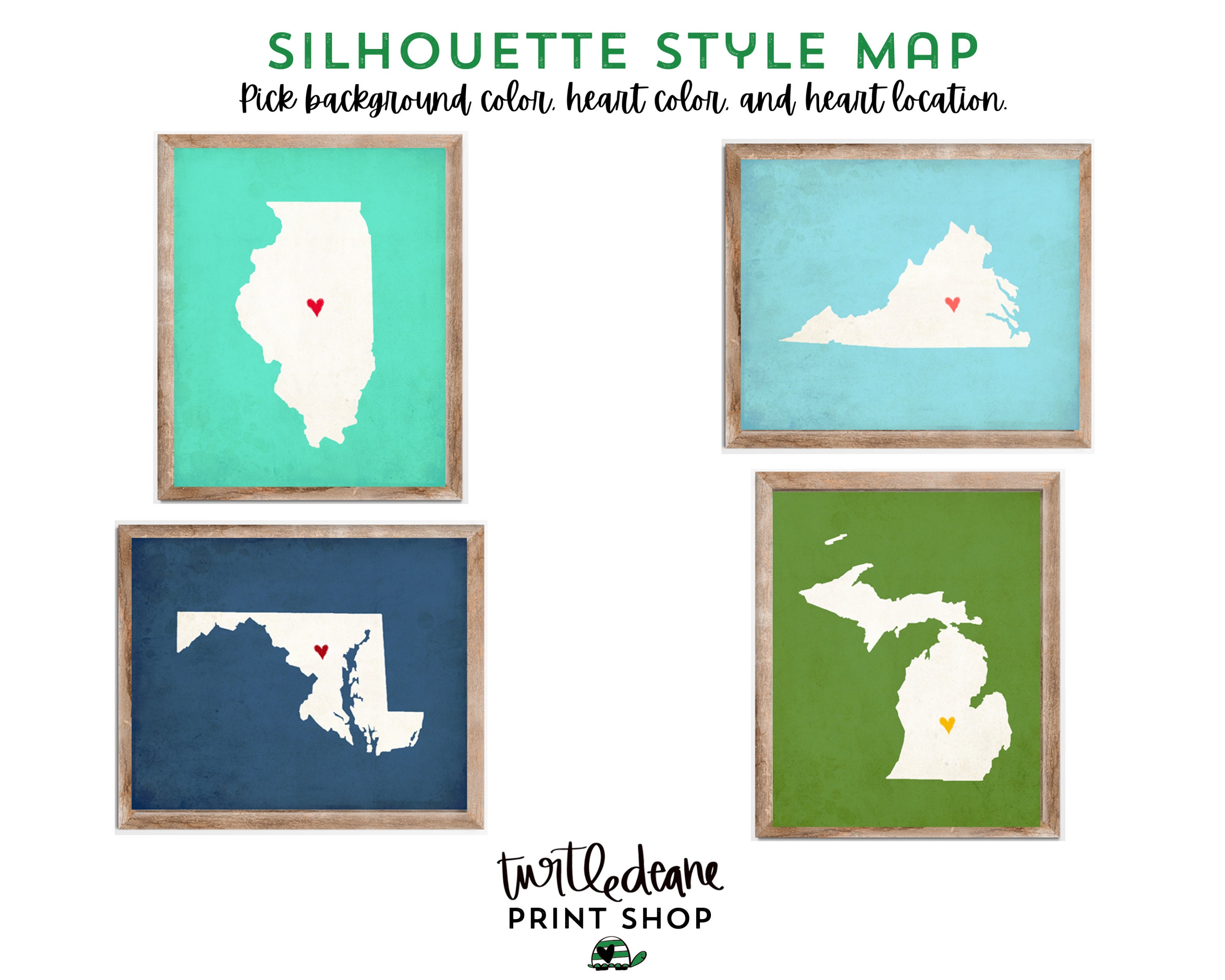 Missouri Silhouette State Map Customizable Art Print. | Etsy