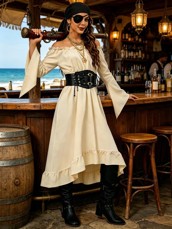 cream pirate dress Pink and Cream Pirate Corset, front lace, back lace, with straps, Victorian, Renaissance, Steampunk,