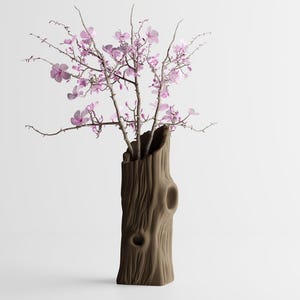 Trunklin Vase | Modern Minimalist Vase | Textured 3D Vase | Japandi Decor | Sculptural Decorative Object | Elegant Flower Vase