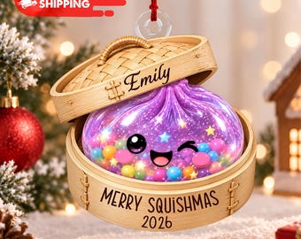 Personalized Glitter Dumpling Ornament, Squishy Ornament 2026, Custom Name Squishy Ornament,Christmas Ornaments for Kids, 2026 Xmas Keepsake
