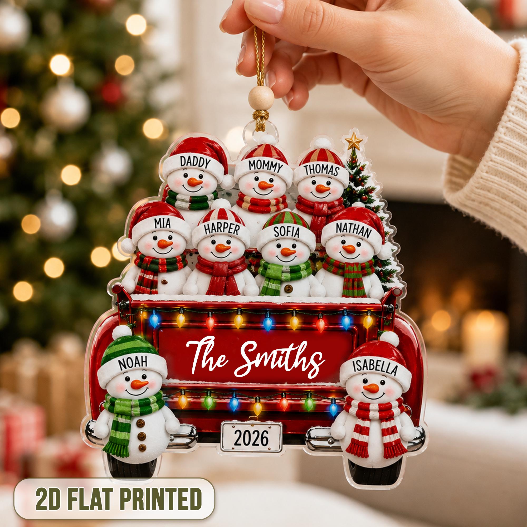 Personalized Snowman Family Christmas Ornament, Custom Family Name Ornament, Holiday Keepsake, Snowman Christmas Tree Decor,Family Gift