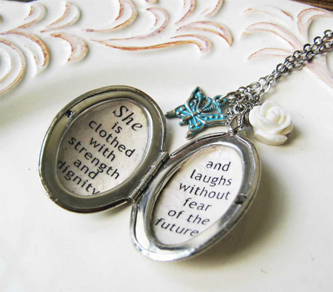 Locket quote necklace Inspirational quote jewelry necklace Etsy